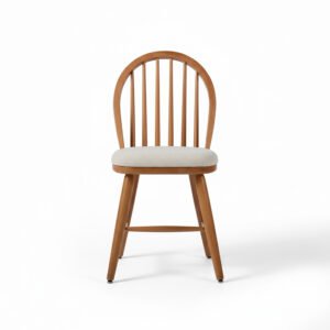 كرسي خشب زان طبيعي مزود بمقعد قماش